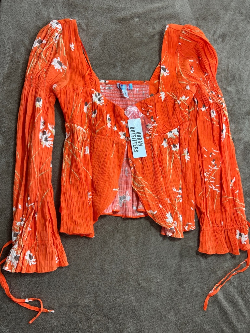 Floral Puff Sleeve Blouse Crop Flowy Cottagecore Festival Romantic